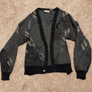 Black and gray knit cardigan
